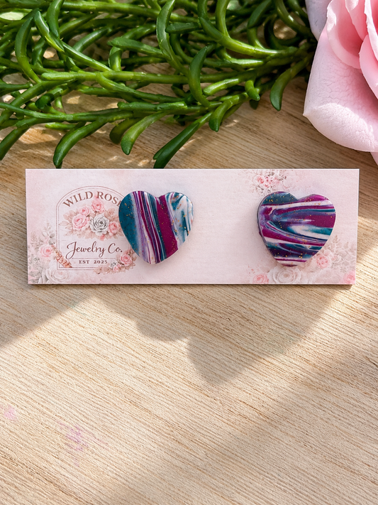 The Marbled Heart Studs